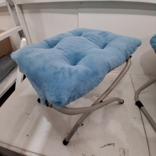 2PC FURLIDE FOLDABLE SAUCER CHAIR WITH OTTOMAN- 16.1"/31.5" - FUR/BLUE image 4