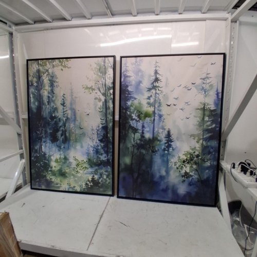 2PC LOON PEAK SERENE FOREST IN FLIGHT FRAMED CANVAS WALL ART - 32" X 48" EACH - MULTICOLOUR WITH SATIN BLACK FRAMES image 2