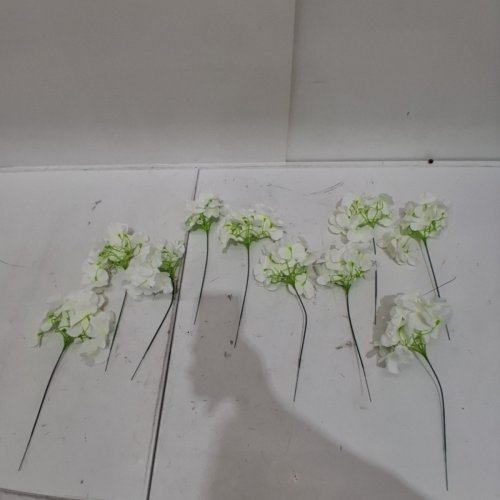 10PK DREMISLAND HYDRANGEA ARTIFICIAL FLOWERSSTEMS - 12" - WHITE image 2