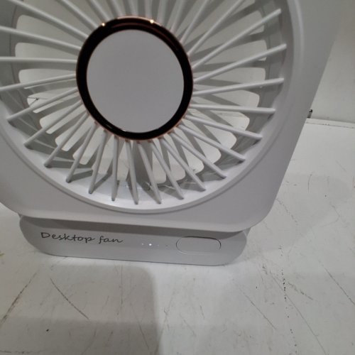 MINI RECHARGEABLE QUIET PORTABLE DESK FAN WITH 3 SPEEDS - 4000 MAH - WHITE / PINK (MODEL: A219) image 2
