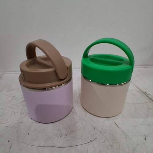 2PK THERMOFLASK INSULATED FOOD JARS - 20OZ - GREEN/TAN & BROWN/PINK (MODEL: 1759351) image 2