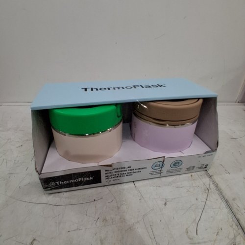 2PK THERMOFLASK INSULATED FOOD JARS - 20OZ - GREEN/TAN & BROWN/PINK (MODEL: 1759351) image 4