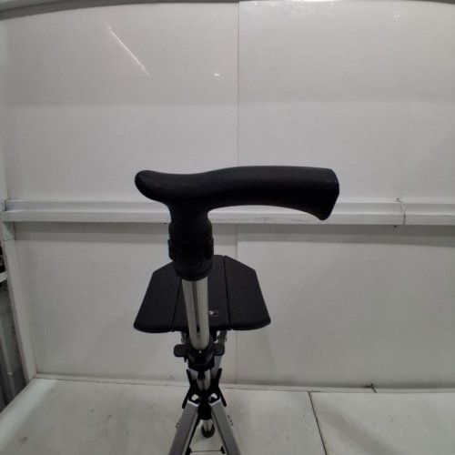 FOLDING WALKING CANE WITH TRIPOD STOOL - 33" - BLACK/SILVER image 6