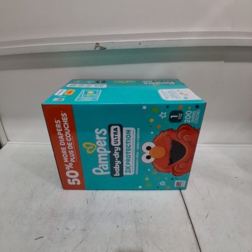 200PK PAMPERS BABY DRY ULTRA, FRAGRANCE FREE DIAPERS - SIZE 1 image 2