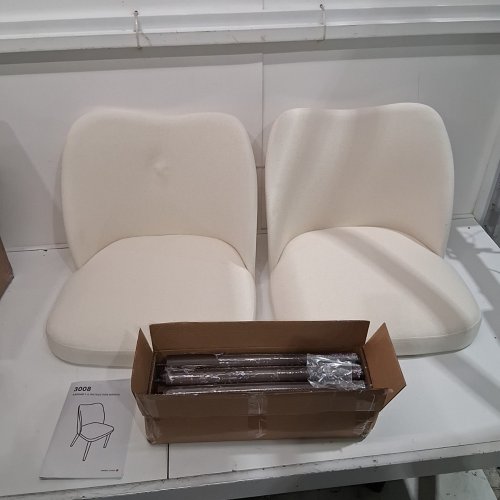 2PK COLAMY MODERN UPHOLSTERED DINING CHAIR WITH PADDED SEAT AND WOOD LEGS - 300LBS CAPACITY - BEIGE (MODEL:3008) image 2