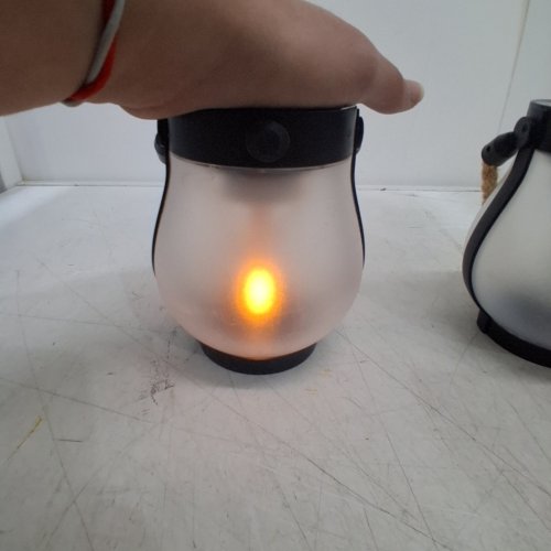 2PK SOLAR POWERED LAMP LED FLAME LANTERN - 5" - BLACK image 2