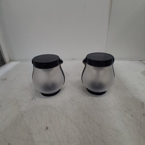 2PK SOLAR POWERED LAMP LED FLAME LANTERN - 5" - BLACK image 3