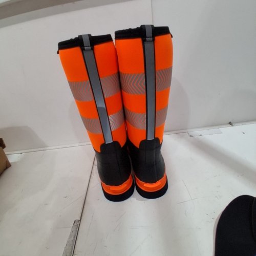 MENS TERRATRAX WATERPROOF STEEL TOE NEOPRENE MUCK MUD BOOTS WITH ANTI-SLIP OUTSOLE - 10 - ORANGE - (STYLE: BJ02-N8) image 5