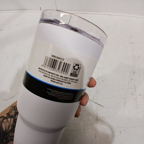 MAINSTAYS STAINLESS STEEL TUMBLER - 30 OZ - WHITE (ITEM: WMCA04325) image 2