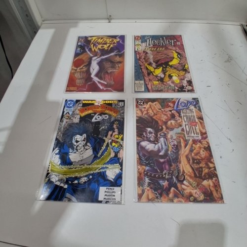 4 ASStd DC COMIC BOOKS - LOBO BLAZING CHAIN OF LOVE #1, THE HECKLER #6, WAR OF THE GODS WONDER WOMAN VS. LOBO #1, TIMBER WOLF #5 - VARIOUS AUTHORS image 2