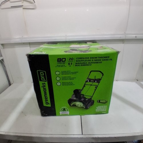 GREENWORKS PRO 80V 20-INCH CORDLESS SNOW THROWER WITH CHARGER AND ADAPTOR - GREEN - (MODEL:2600402) image 7