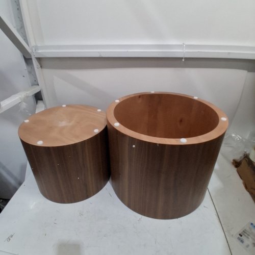 2PC KEVINPLUS MODERN MID-CENTURY WOOD ROUND SIDE TABLE - 350LBS MAX - 14.96" X 12.59"/18.89" X 14.96" - WALNUT (MODEL: CT-M013) image 3