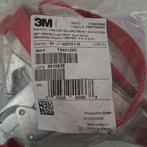 3M PROTECTA PRO PACK SHOCK ABSORBING LANYARD - 6FT. (MODEL: 1340125C) image 2
