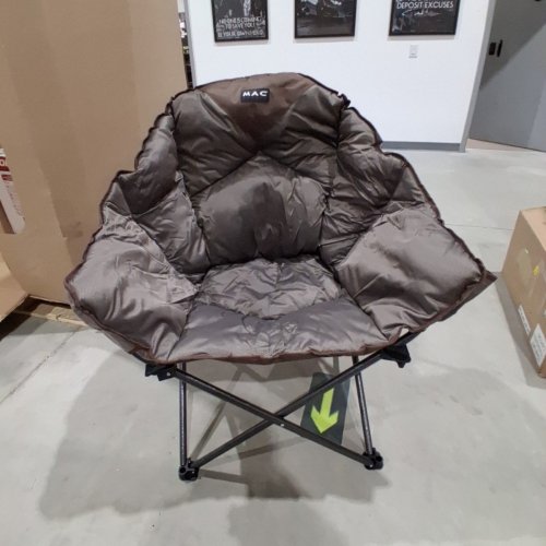 MAC SPORTS PADDED FOLDING CLUB CAMPING CHAIR WITH CARRY BAG - 500LBS MAX - BROWN/GREY (MODEL: 1872249) image 2