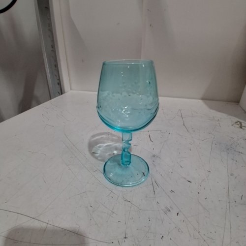 SEA GLASS WINE GLASS - 6" - BLUE/TEAL image 2