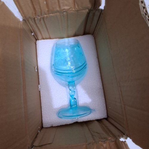 SEA GLASS WINE GLASS - 6" - BLUE/TEAL image 3