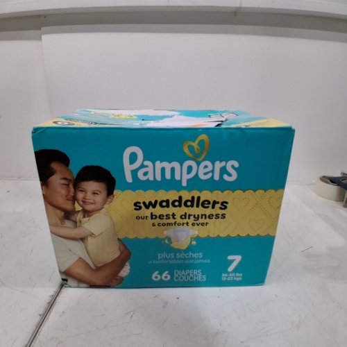 66PK PAMPERS SWADDLERS DIAPERS - WHITE - SIZE 7 image 3