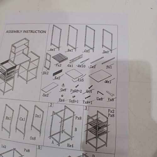 IKKLE 6-TIER MINI FRIDGE STAND WITH STORAGE SHELVES - 16" X 50.5" X 58" - IRON/WOOD (MODEL: IK500302-CA) image 5