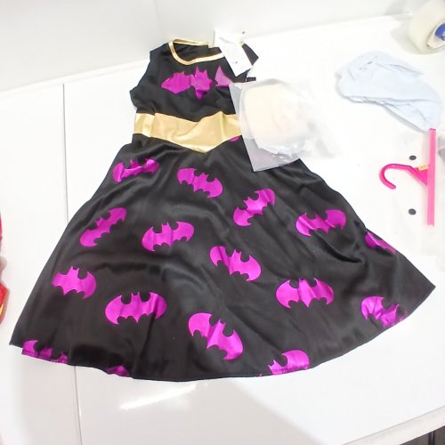 3PC GIRLS RUBIES DC BATGIRL COSTUME - MEDIUM (8-10) - BLACK/PURPLE/GOLD (STYLE: 1001753) image 2
