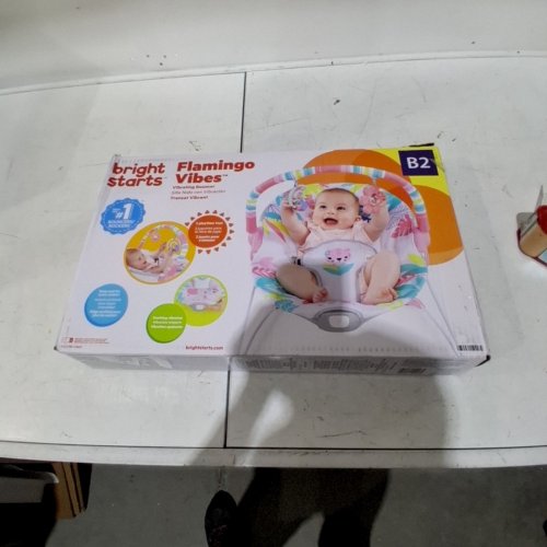 BRIGHT STARTS VIBRATING BOUNCER 0-6 MONTHS -FLAMINGO VIBES (MODEL:12228) image 4