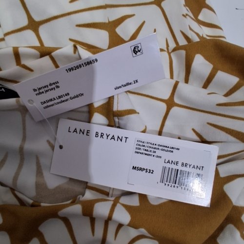 WOMEN'S LANE BRYANT FRONT TWIST JERSEY DRESS - 2X - GOLD (STYLE: LB0149) image 2