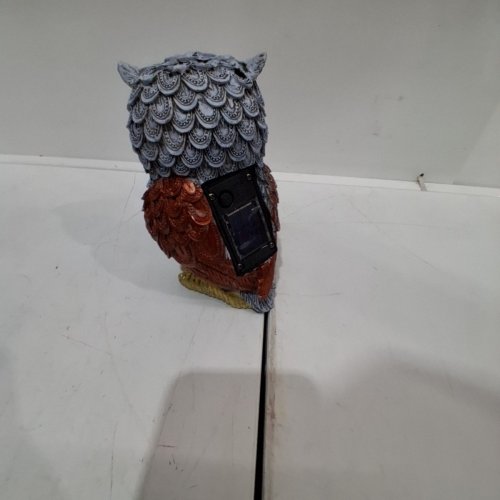 SOLAR LIGHT OWL FIGURINE - GRAY, BROWN AND GOLD image 4
