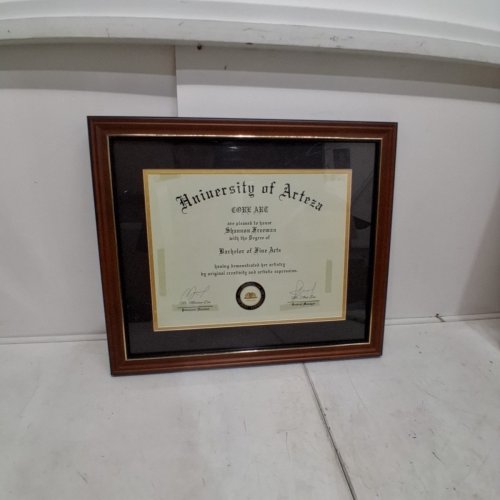 CORE ART WOODEN DIPLOMA FRAME DISPLAY - 11" X 14" WITH MAT - 15" X 18" - CHERRY RED/NAVY BLUE image 3