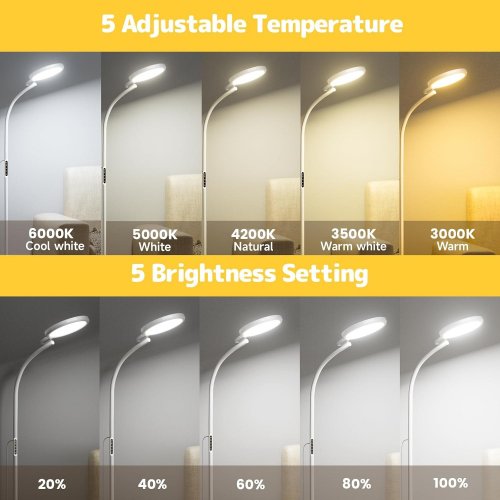 HAPPY UV-FREE 10000 LUX LIGHT THERAPY LAMP WITH REMOTE CONTROL - 18W - WHITE image 2