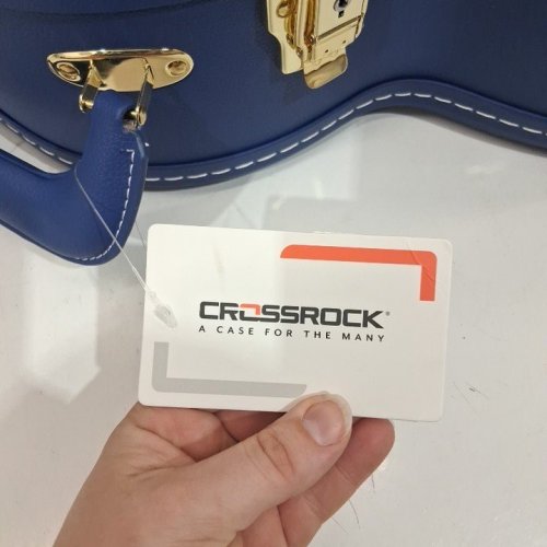 CROSSROCK WOODEN SG SUPER JUMBO GUITAR CASE - VIBRANT BLUE/BIEGE (MODEL: CRW520SBVB) image 3