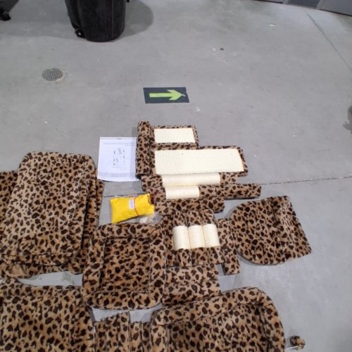 FILEY CARPET CAT TREE CONDOS AND SCRATCHING POSTS INCLUDED, WITH PLATFORMS AND HAMMOCK - 65.5" - BROWN CHEETAH PRINT (MODEL: AKDXL002) image 4