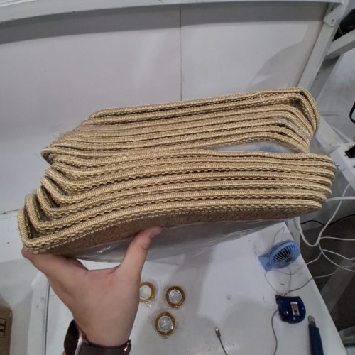 14PC HOPEVIVA BULLNOSE ANTI SLIP BRAIDED CARPET SISAL STAIR TREADS - 29.5" X 9.44" X 1.9" - GOLDEN image 5