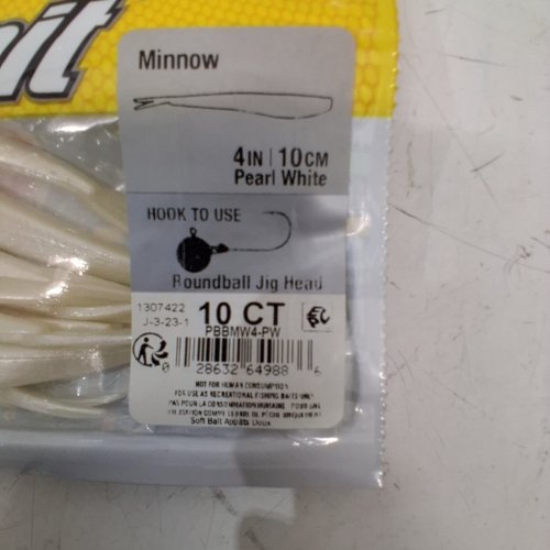10PK BERKLEY POWERBAIT MINNOW HOOK TO USE - ROUNDED JIG HEAD - 4" PEARL WHITE - (MODEL: PBBMW4-PW) image 3