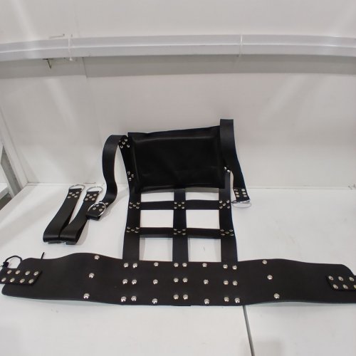 3PC REAL LEATHER HEAVY DUTY ADULT SLING SWING WITH STIRRUPS MOUNTABLE SET - BLACK image 2