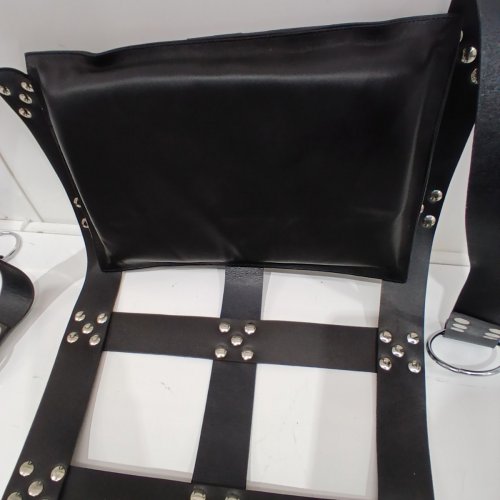 3PC REAL LEATHER HEAVY DUTY ADULT SLING SWING WITH STIRRUPS MOUNTABLE SET - BLACK image 4