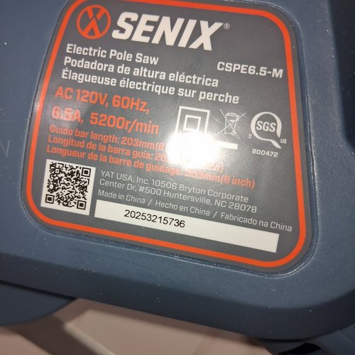 SENIX ELECTRIC POLE SAW - 120 V - 8.5A - BLUE / ORANGE (MODEL: CSPE8.5-M) image 8