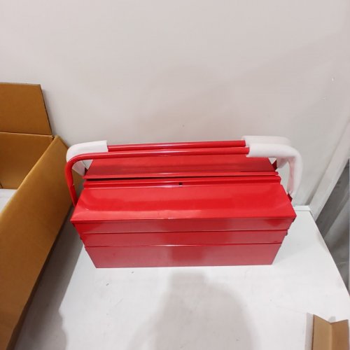 METAL TOOL BOX PORTABLE FOLDING TOOL CHEST ORGANIZER WITH HANDLE-18" 3-TIER 5-TRAY -RED-(MODEL: HM-457) image 2