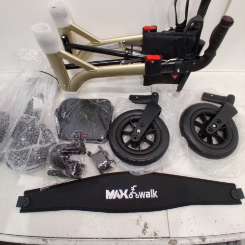 MAXWALK ROLLATOR WALKER WITH SEAT AND BACKREST - 10" - 300LBS CAPACITY - BEIGE (MODEL: ‎MW2401-BEIGE) image 3