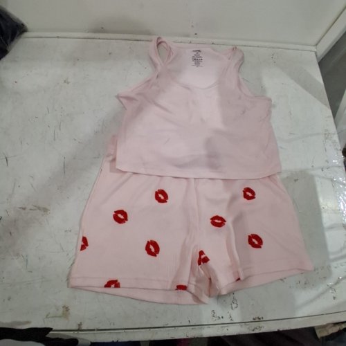 2PC WOMAN'S GEORGE RIBBED TANK TOP AND SHORTS SET - LARGE - PINK (STYLE: GRS60435LD) image 2