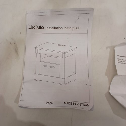 LIKIMIO FARMHOUSE NIGHTSTAND WITH CHARGING STATION - 22.9" X 23.6" X 15.6" - BROWN/BLACK image 9