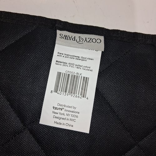 COZY PAWS WATERPROOF, NONSLIP SILICONE QUILTED PET SEAT CAR COVER - BLACK (MODEL: CP002-BLK) image 2