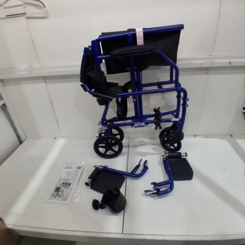 MEDLINE ULTRALIGHT TRANSPORT WHEELCHAIR - 300LB MAX - BLUE/BLACK (MODEL: MDS808200F3B) image 2