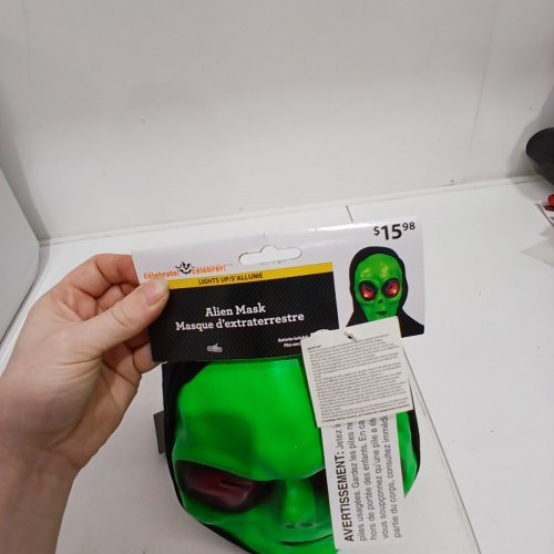 ALIEN MASK - ADULT ONE SIZE - GREEN AND BLACK image 3