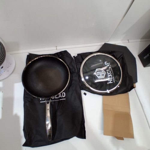 2PC HEXCLAD NONSTICK HYBRID FRYING PAN WITH LID - 10" - BLACK (MODEL: HEX10PAN) image 3