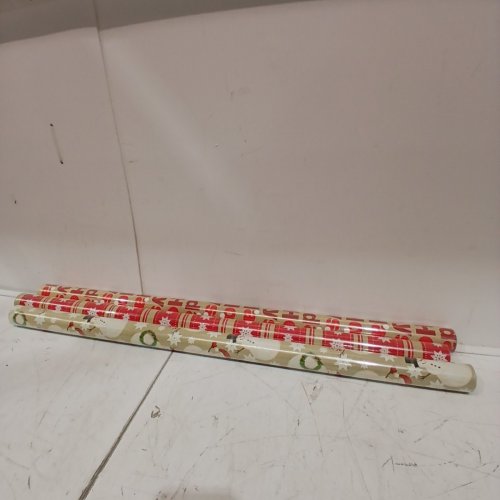 3PK HALLMARK DOUBLE SIDED CHRISTMAS WRAPPING PAPER - 120SQ.FT - RED/CREAM - (MODEL:5W1JX069) image 2