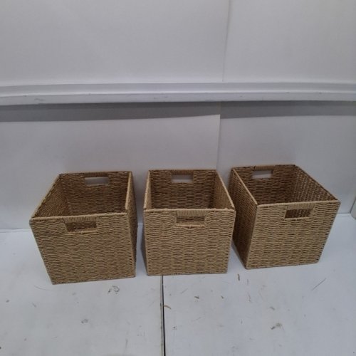 3PK CAZZON WICKER STORAGE BASKETS - 11" X 11" - NATURAL image 2