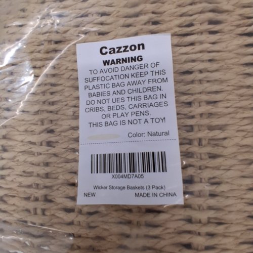 3PK CAZZON WICKER STORAGE BASKETS - 11" X 11" - NATURAL image 3