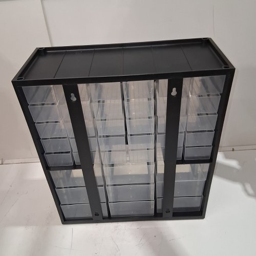 CRAFTSMAN 39-DRAWER PLASTIC SMALL PARTS ORGANIZER - 16" X 14" - BLACK/CLEAR - (MODEL: CMST40739) image 3