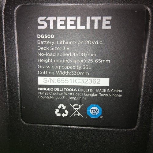 STEELITE CORDLESS ELECTRIC LAWN MOWER - 5-POSITION HEIGHT ADJUSTMENT WITH 8 GALLON GRASS BAG - CHARGER INCLUDED - 13'' - 21V - ( MODEL: ‎DG500 ) image 6