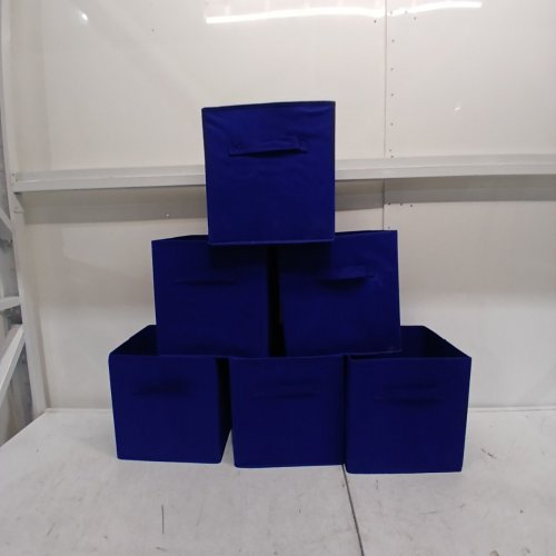 6PK AMAZON BASICS FOLDABLE STORAGE ORGANIZER CUBES - 13" X 13" X 13" - BLUE image 5