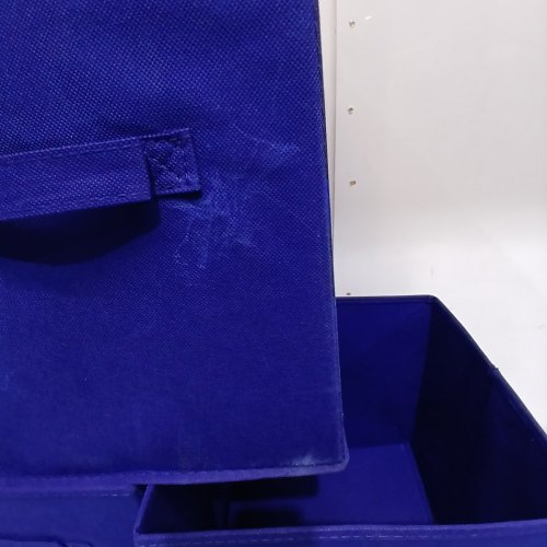 6PK AMAZON BASICS FOLDABLE STORAGE ORGANIZER CUBES - 13" X 13" X 13" - BLUE image 6
